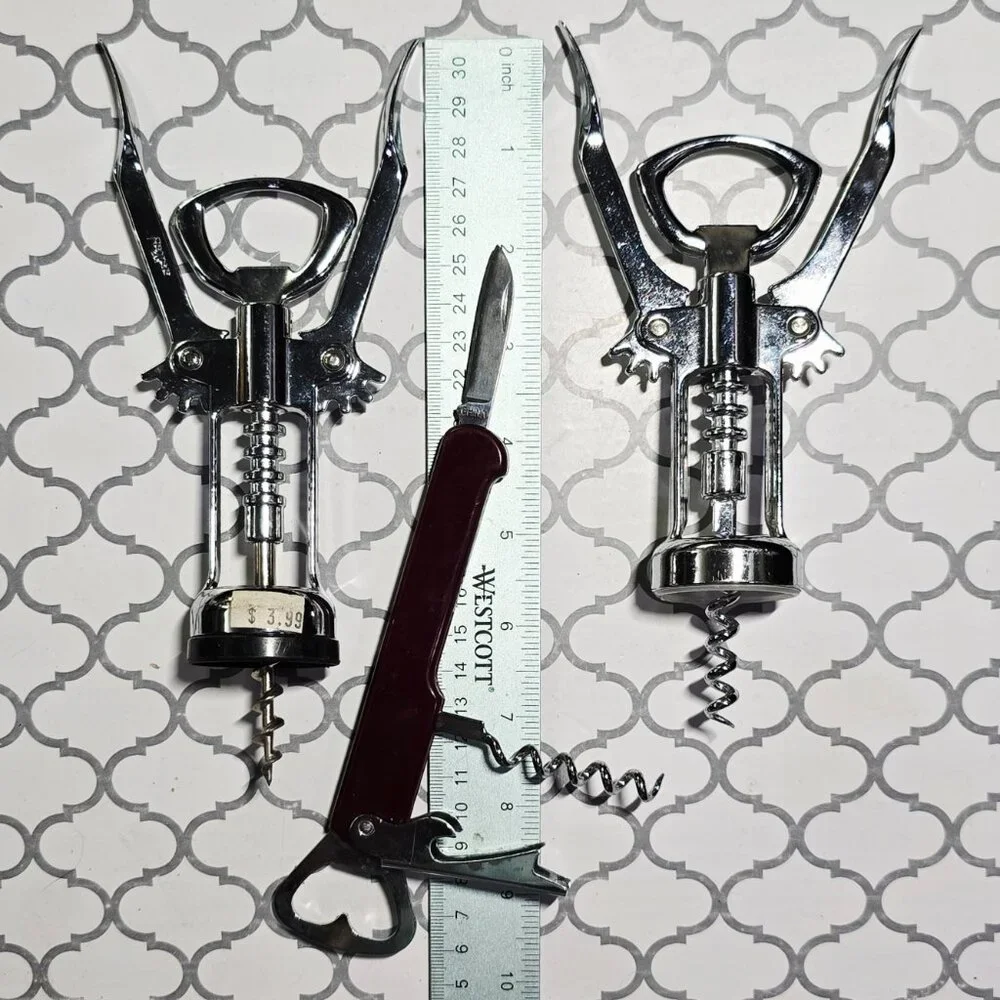 CCOMING SOON 3PC Franmara Italy Wing Corkscrew NOS Wine Opener Chrome Bar Cart